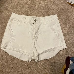 Hollister White Ripped Shorts